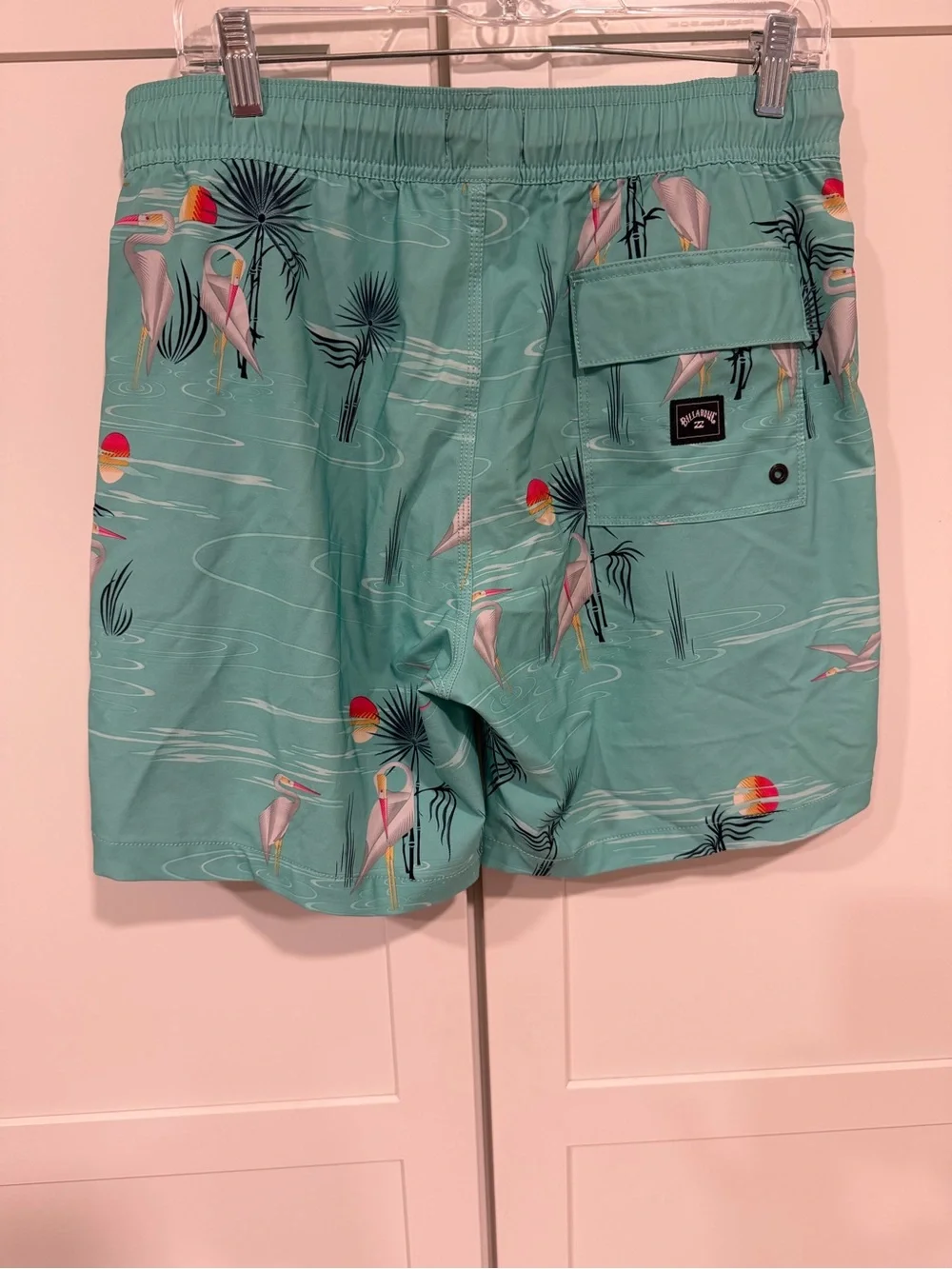 Billabong Aqua Pelican Print Board Shorts with Sunset Accents